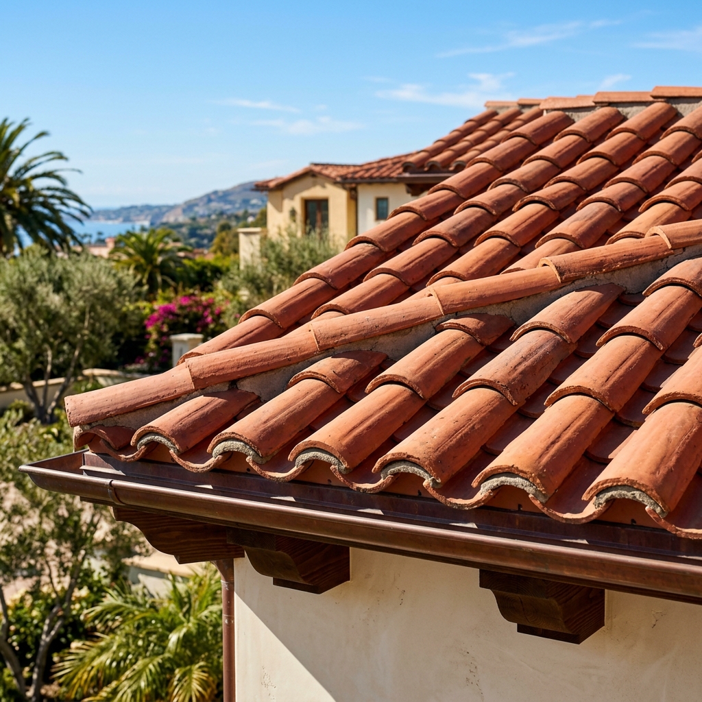 Premium Spanish clay barrel roof tile installation